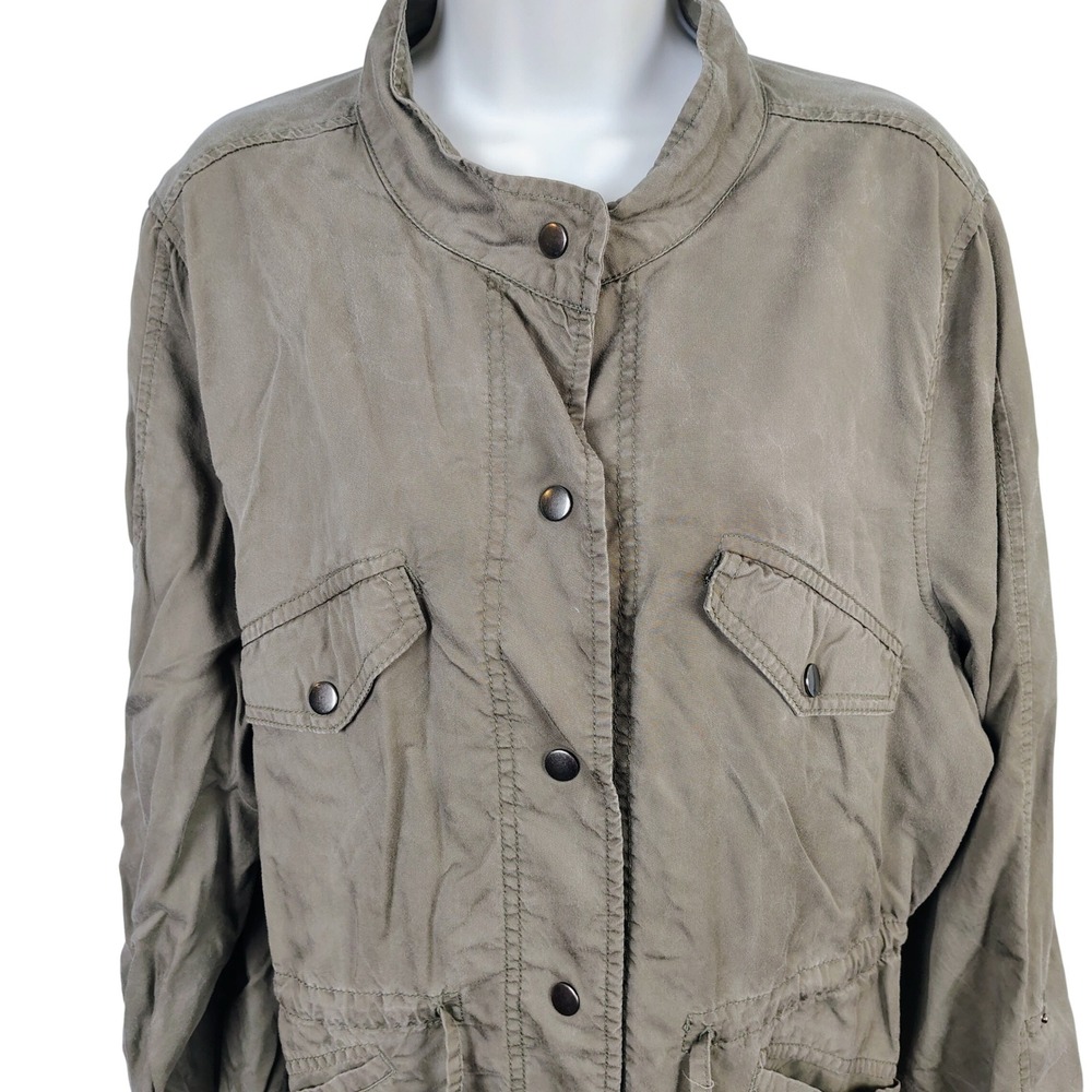 Womens XL Faded Glory Utility Field Jacket Olive Green Lyocell Gorpcore Safari